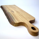 Hand-made teak food board (bark side)