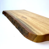 Hand-made teak food board (bark side)