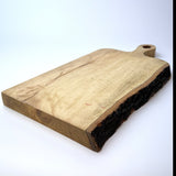 Hand-made teak food board (bark side)