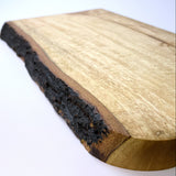 Hand-made teak food board (bark side)