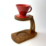 Hand-made teak coffee holder and filter cup