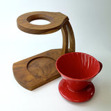 Hand-made teak coffee holder and filter cup