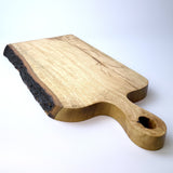 Hand-made teak food board (bark side)